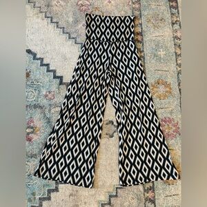 Hourglass Lily Wide-Leg Cotton Pattern Fold-Over Waistband Pants